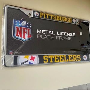 NFL Pittsburg steelers license plate frame . Top quality , chrome and laser cut